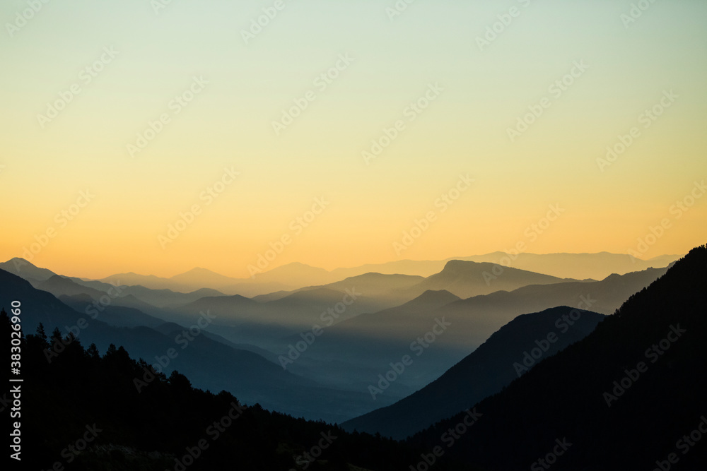 Summer sunrise in Pedraforca mountain, Barcelona, Catalonia, northern Spain. Europe