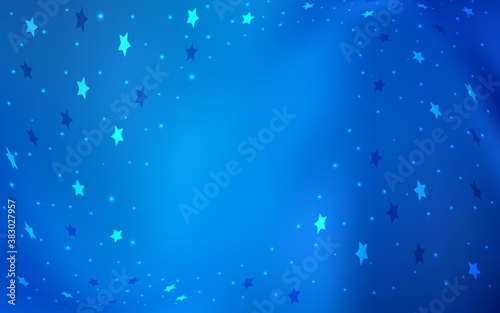Light BLUE vector texture with beautiful stars. Modern geometrical abstract illustration with stars. The pattern can be used for new year ad, booklets.