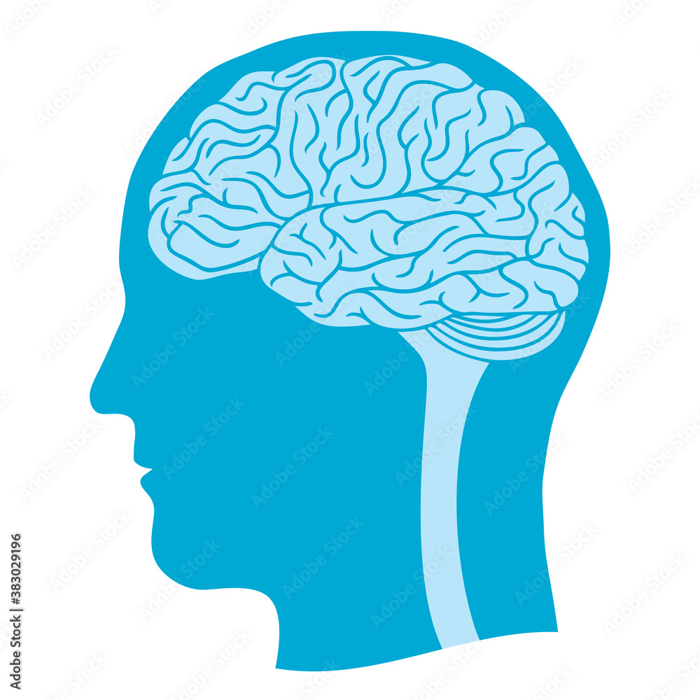 Human head silhouette with brain Human head silhouette with brain