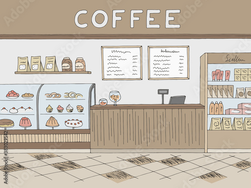 Cafe graphic color interior sketch illustration vector 