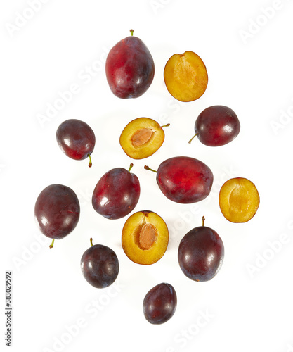 fresh plums isolated on white background