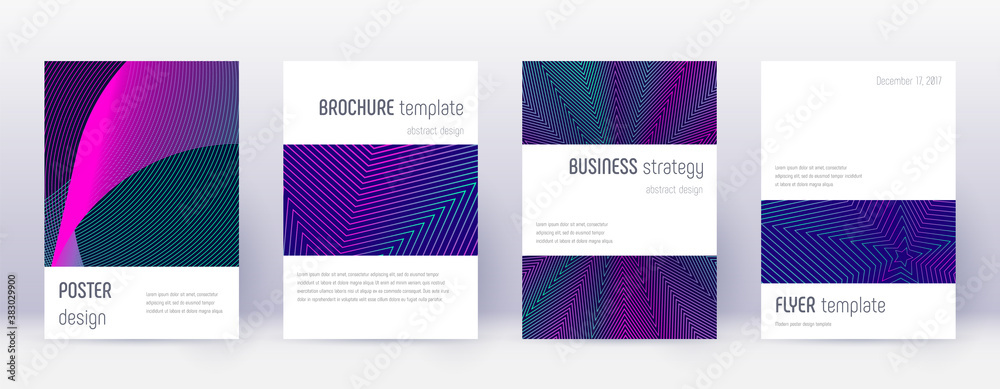 Minimalistic brochure design template set. Neon ab