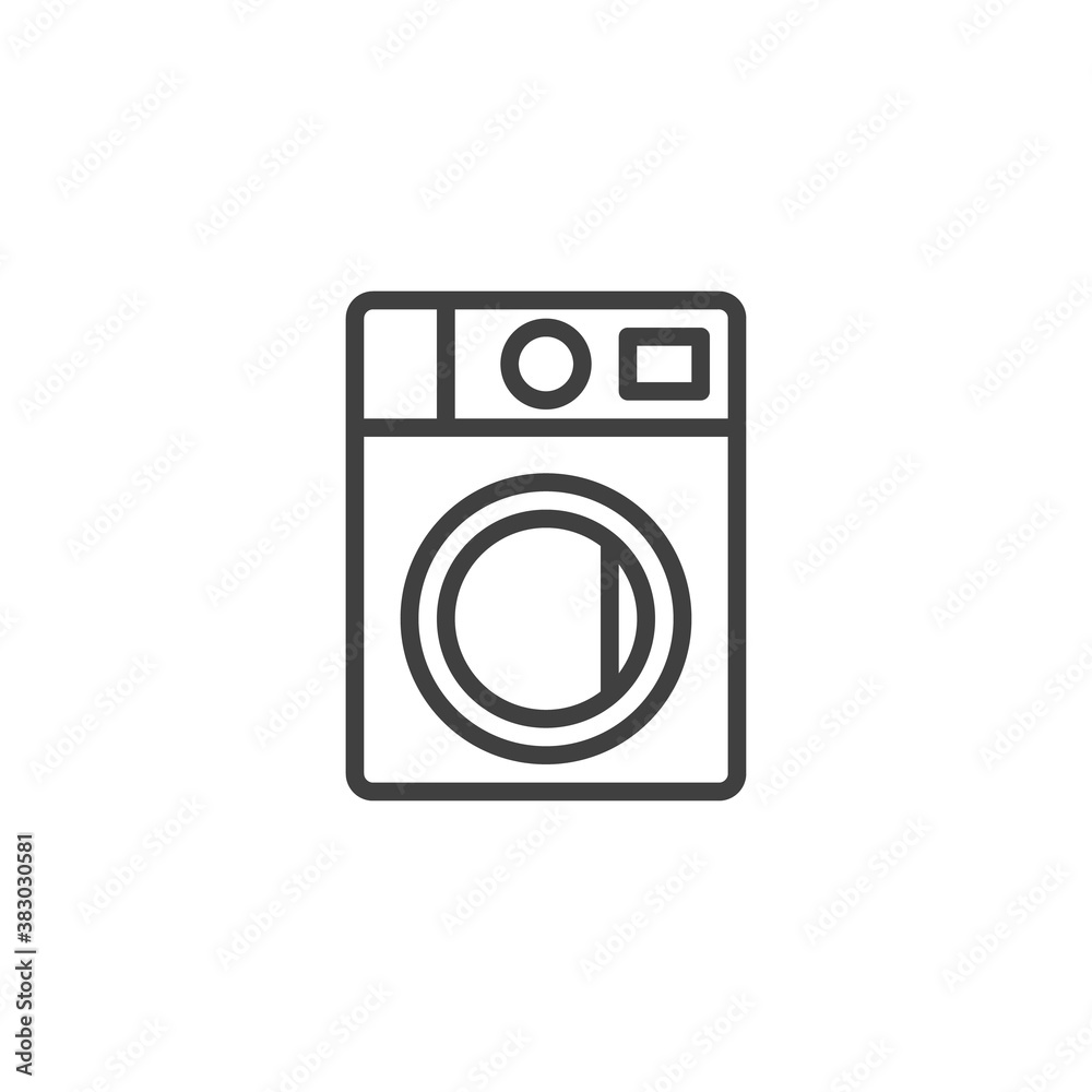 Wash machine line icon. linear style sign for mobile concept and web design. Electric washing machine outline vector icon. Symbol, logo illustration. Vector graphics Wash machine line icon. linear style sign for mobile concept and web design. Electric washing machine outline vector icon. Symbol, logo illustration. Vector graphics