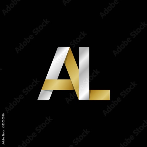 AL initial letter logo, simple shade, gold silver color