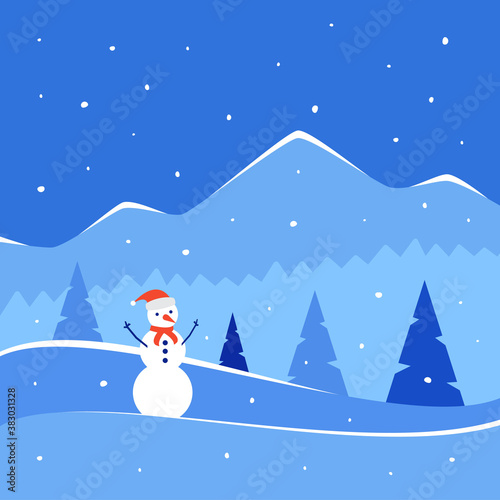 Winter background Vector winter landscape for poster and banner. Christmas background in flat style © ihorzigor
