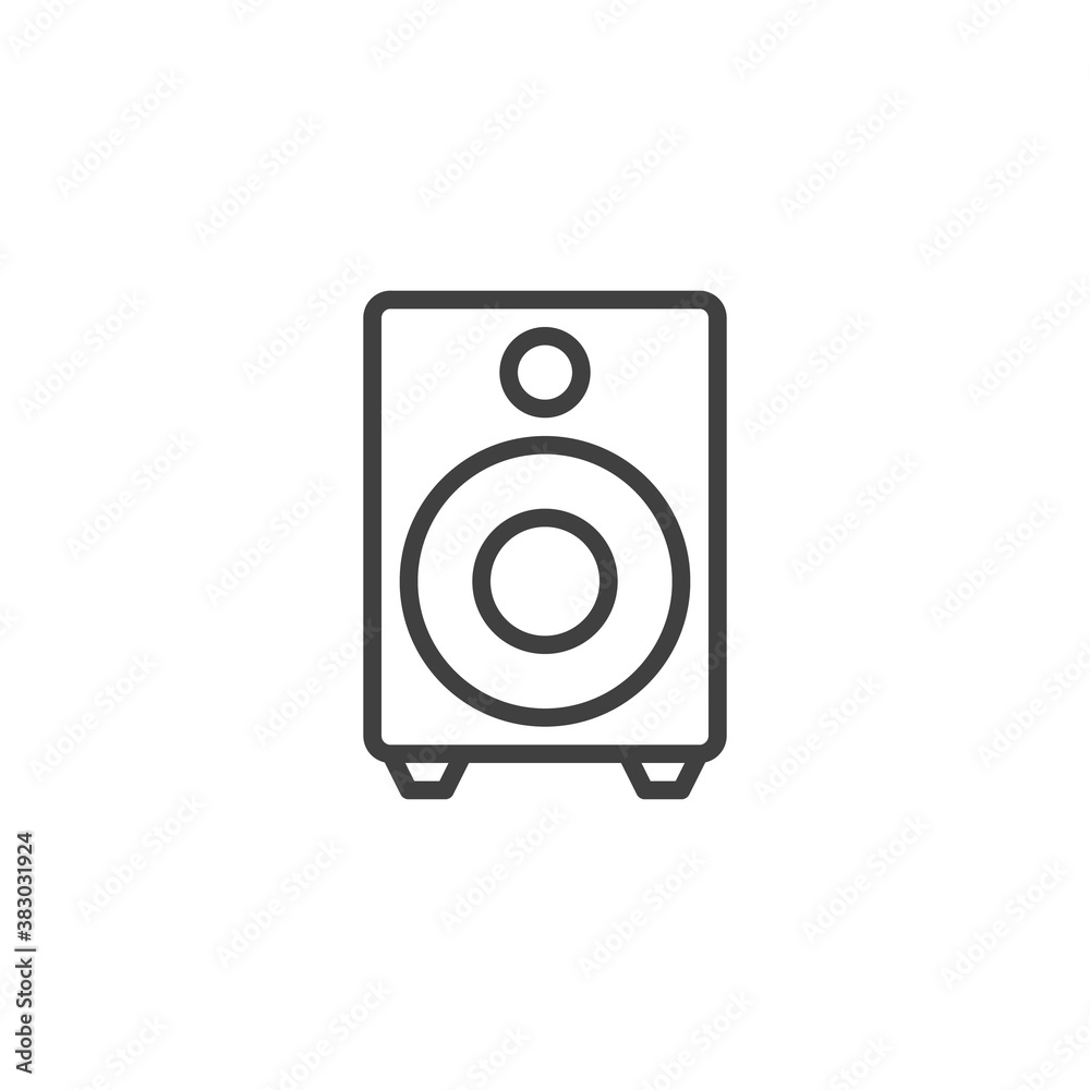 Sound speaker line icon. linear style sign for mobile concept and web design. Audio speaker outline vector icon. Symbol, logo illustration. Vector graphics