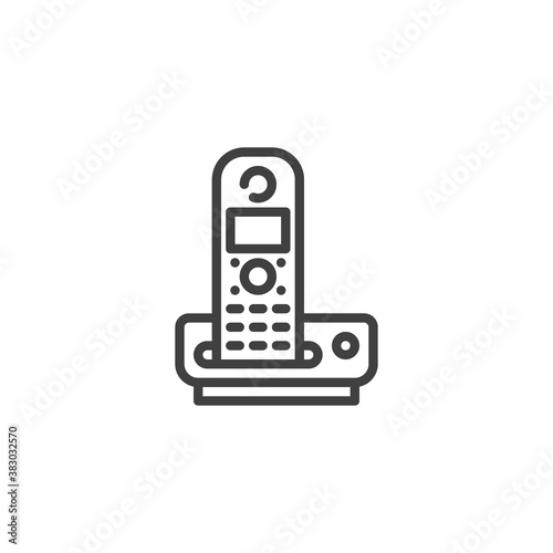 Radio telephone line icon. linear style sign for mobile concept and web design. Cordless Landline Phone outline vector icon. Symbol, logo illustration. Vector graphics