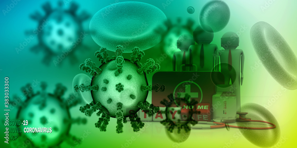 Fototapeta premium 3d render Corona virus microscopic view