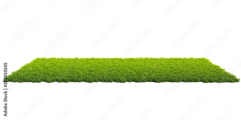 Naklejka Mała powierzchnia pokryta trawą, podium z trawy, renderowanie 3d w tle trawnika