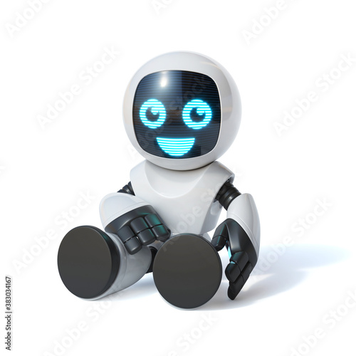 Little robot toy, cute robot isolated on white background, 3d rendering © koya979