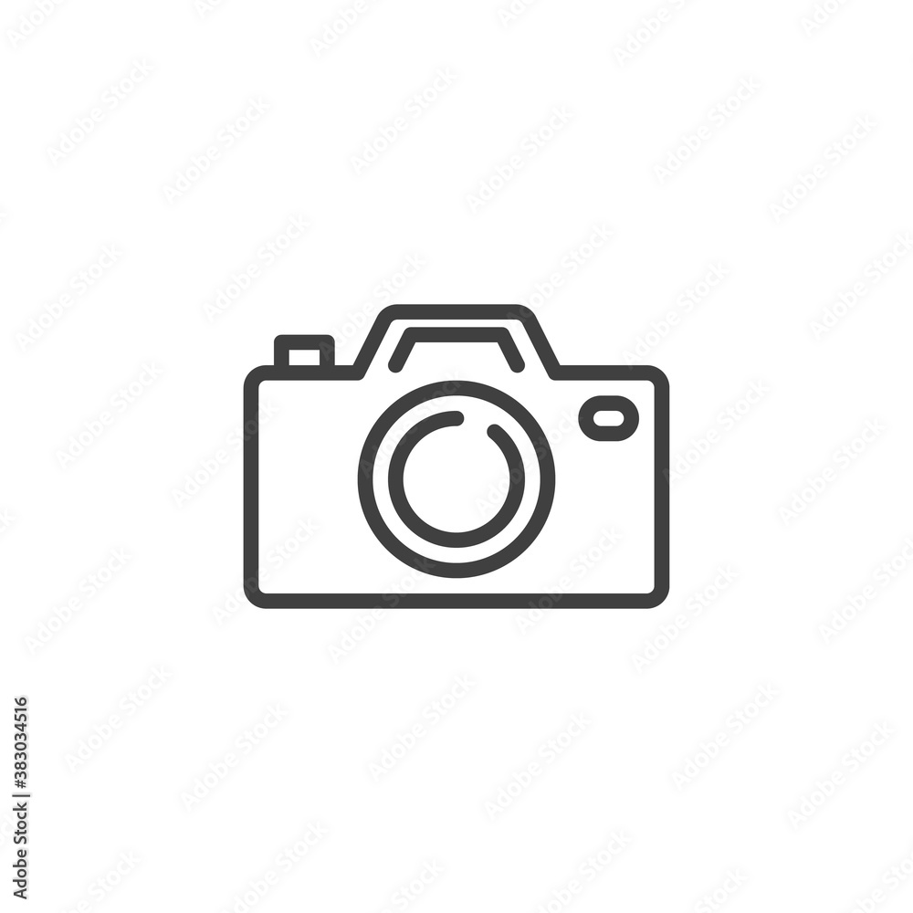 Photo camera line icon. linear style sign for mobile concept and web design. Camera outline vector icon. Symbol, logo illustration. Vector graphics Photo camera line icon. linear style sign for mobile concept and web design. Camera outline vector icon. Symbol, logo illustration. Vector graphics