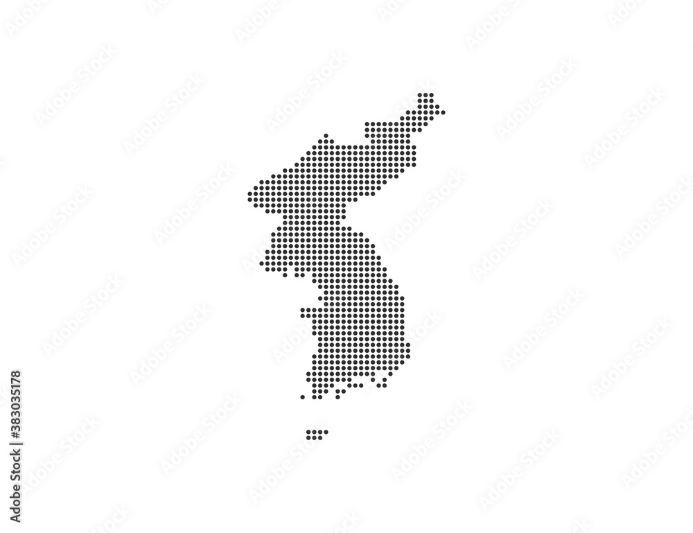 North, South Korea, country, dotted map on white background. illustration.