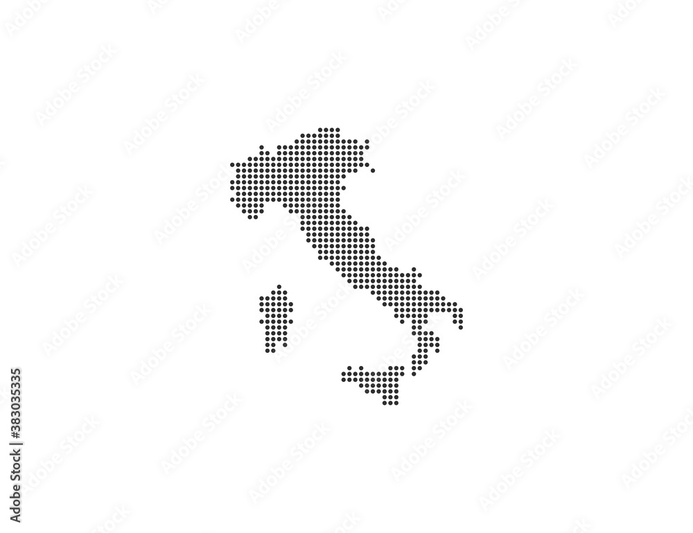Italy, country, dotted map on white background. Vector illustration.