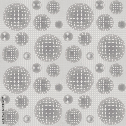 Seamless pattern with graphic structure of abstract spheres. Vector illustration for print or textile.