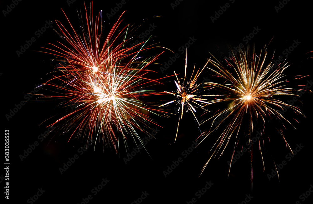 Real fireworks in a black background, easy to use