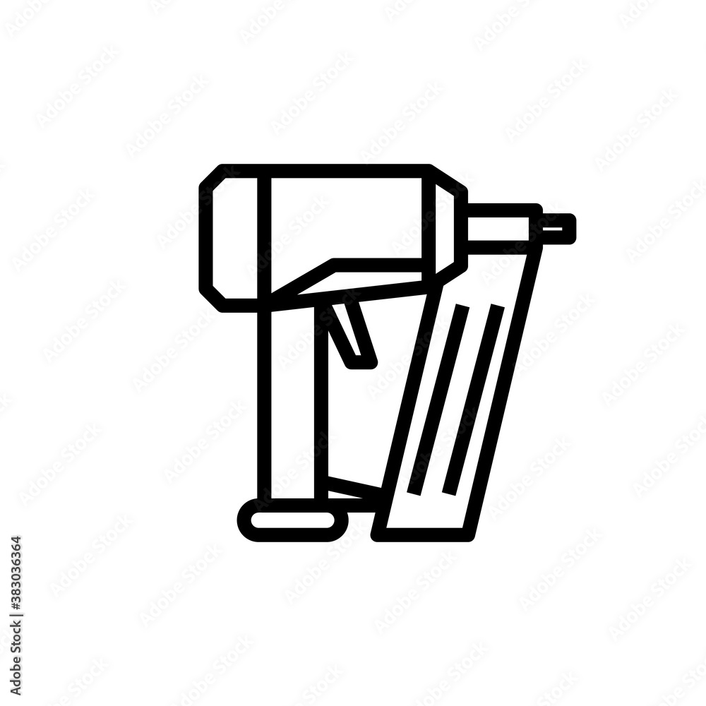 Nail gun outline icon. Clipart image isolated on white background