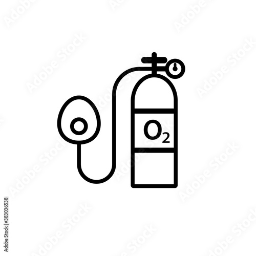 Medical oxygen tank line icon. Clipart image isolated on white background.