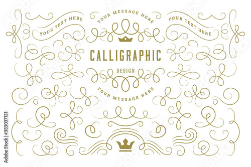 Calligraphic design elements vintage ornaments swirls and scrolls ornate decorations