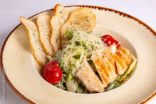 Caesar salad in a beautiful plate