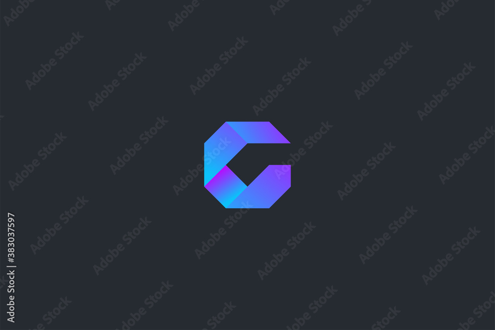 Minimal Geometrical Abstract Letter G Dark Background Logo Template Minimal Geometrical Abstract Letter G Dark Background Logo Template