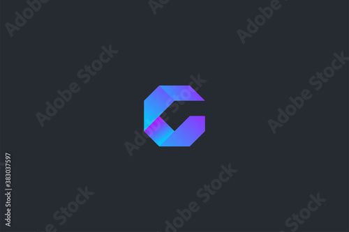Minimal Geometrical Abstract Letter G Dark Background Logo Template