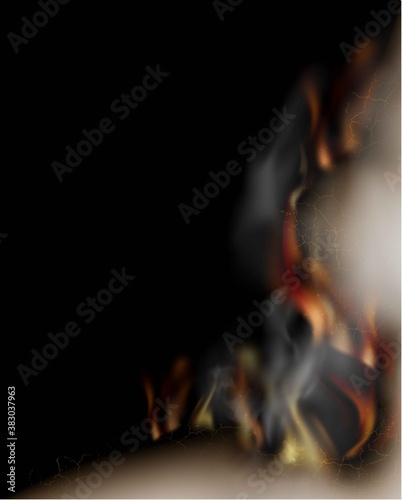 transparent design burning templates torn paper with fire