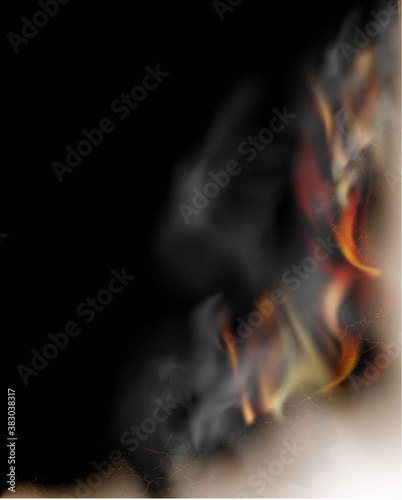 transparent design burning templates torn paper with fire
