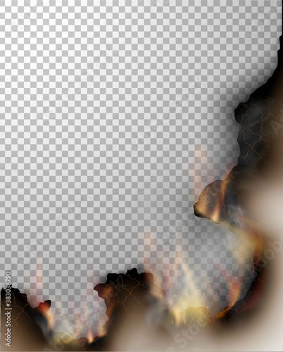 transparent design burning templates torn paper with fire