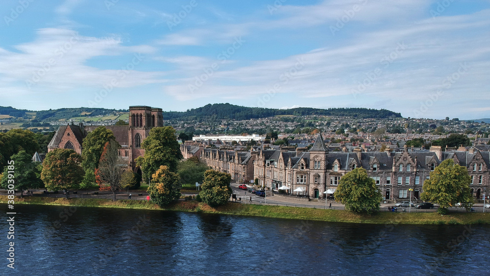 Autumn photo of St. Andrew's Cathedral in Inverness on a sunny morning