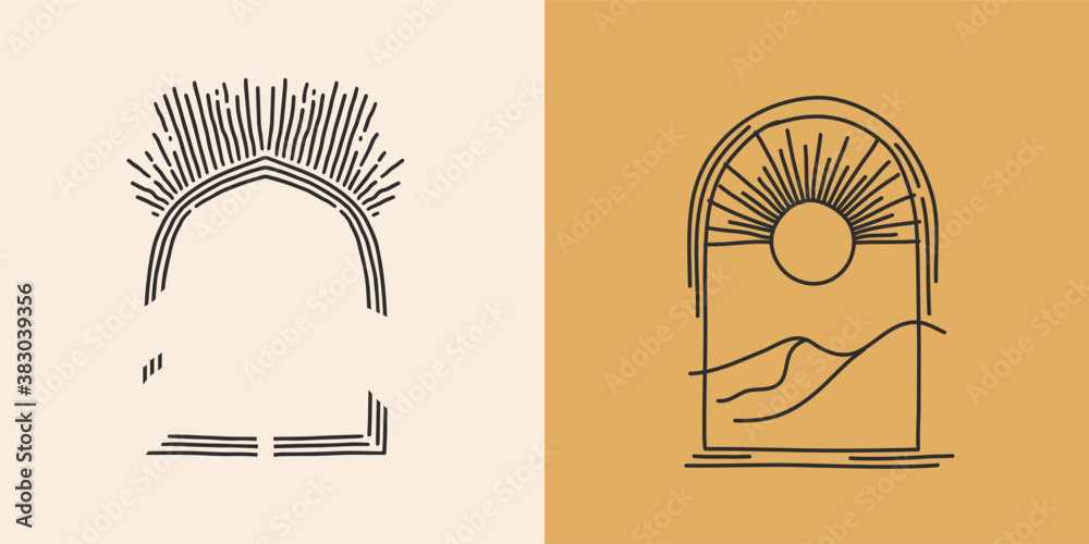 Fotografie Hand drawn vector abstract stock flat graphic illustration with logo elements se