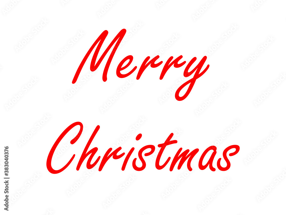 Merry Christmas text in red isolated on white background.