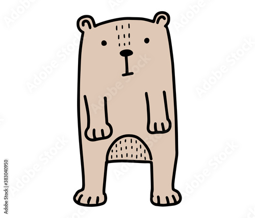 Bear doodle. Hand drawn lines cartoon character vector illustration isolated on white background.