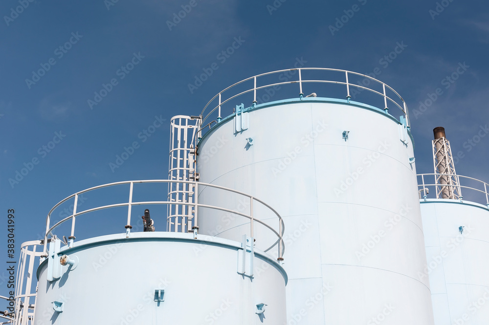 Oil Tank in chemical factory. Industrial background