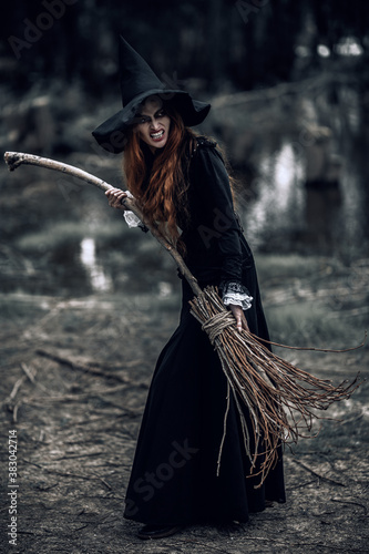 Fotografie evil witch with broom