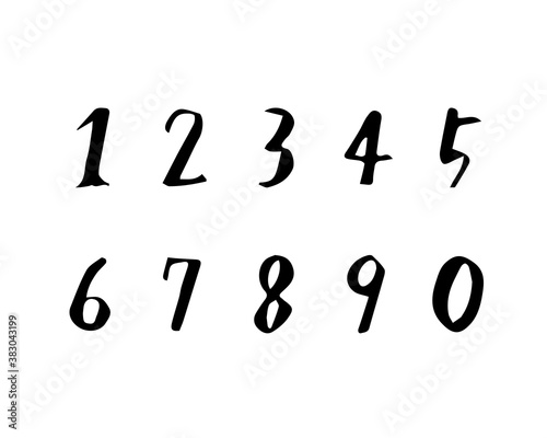 手書きのおしゃれな数字のイラストのセット／おしゃれ／番号／数／フォント／カリグラフィー／筆記体