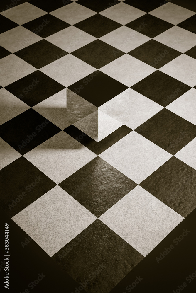 Abstract 3D cube background floor pattern in perspective with a chess board design. 3D Illustration Abstract 3D cube background floor pattern in perspective with a chess board design. 3D Illustration