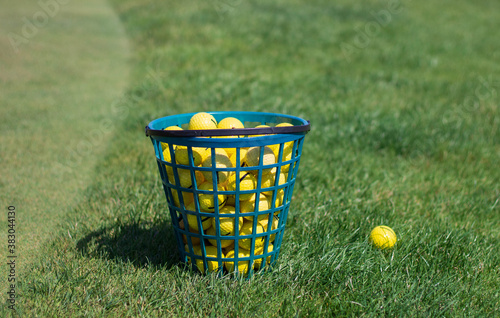 basket with golf balls
