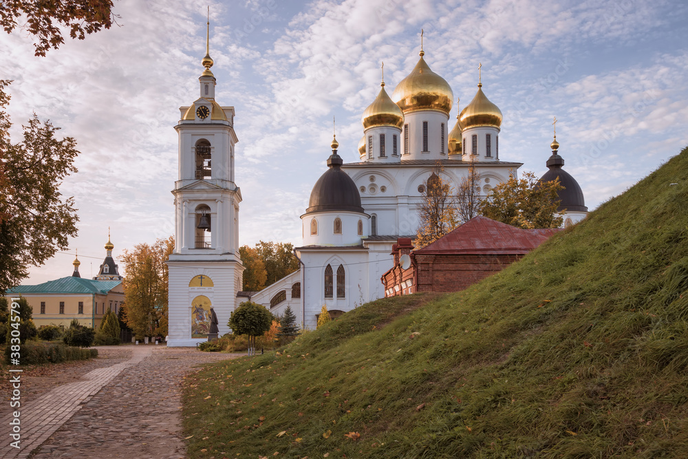 Assumption Cathedral in Dmitrov Kremlin. One of the main architectural attractions of Dmitrov built in the early 16th century. Dmitrov, Russia