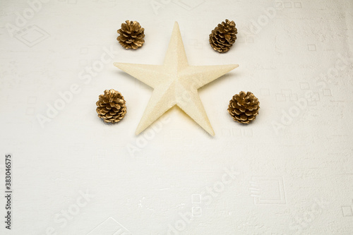 Décoration de Noël sur fond blanc texture neige carte de vœux joyeux Noël