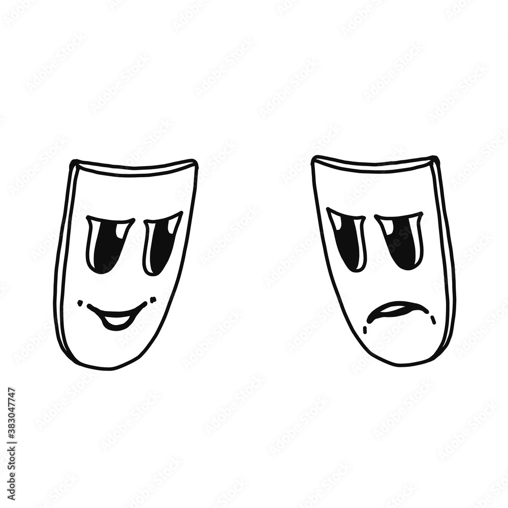 The theater and mask icon. Drama, comedy, tragedy symbol. Flat Vector illustration The theater and mask icon. Drama, comedy, tragedy symbol. Flat Vector illustration