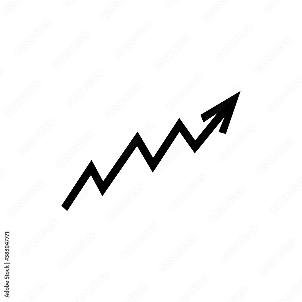 Rising arrow black icon. Vector success illustration isolated on white. Rising arrow black icon. Vector success illustration isolated on white.