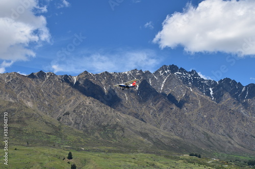 The view of mountains with road in Queenstown, New Zealand