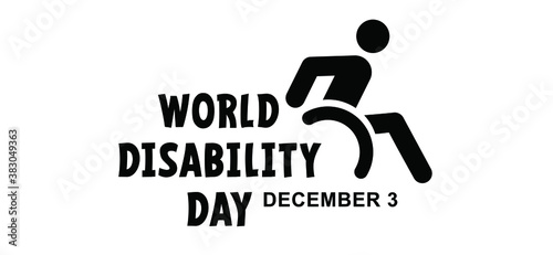 Slogan World Disability Day. 3 december. International day of persons with disabilities. Sign for people with a handicap, wheelchair, cripple, blind, deaf, invalid physical problem. Vector quote icon.