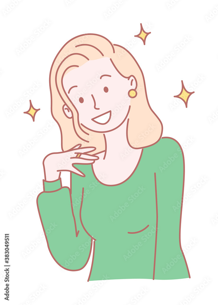 Cute cartoon character girl. Isolated at white portrait of smiling young girl. Drawing sketch art. Cute pretty girl wearing green sweater shining her appearance. Simple avatar of young lovely female Cute cartoon character girl. Isolated at white portrait of smiling young girl. Drawing sketch art. Cute pretty girl wearing green sweater shining her appearance. Simple avatar of young lovely female