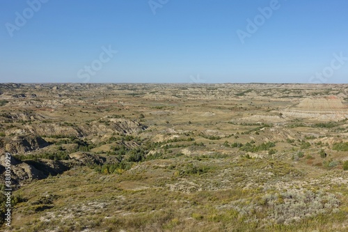 View of the Theodore Roosevelt National Park in badlands in North Dakota, United States © eqroy