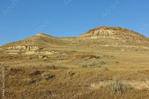 View of the Theodore Roosevelt National Park in badlands in North Dakota, United States