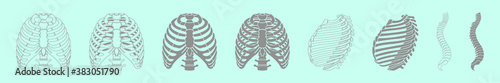 Set of rib cage cartoon icon design template with various models. vector illustration isolated on blue background