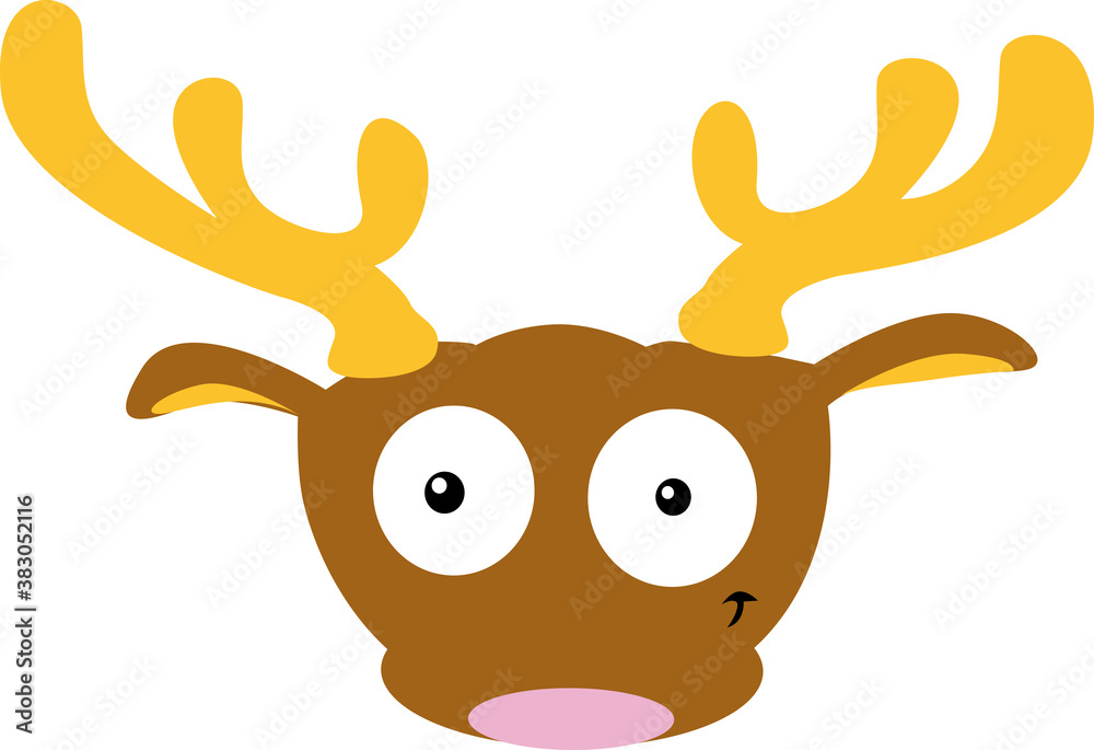 Fototapeta premium Cute Reindeer Head- Flat Simple Design Illustration Vector