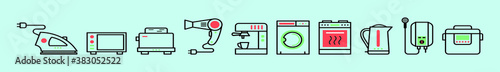 set of electric heater icon design template with various models. vector illustration isolated on blue background