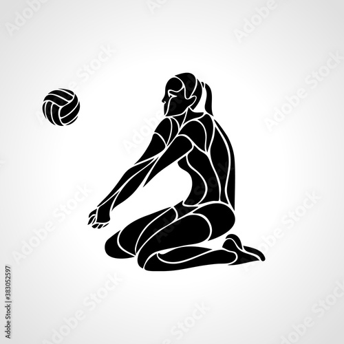 Woman volleyball player silhouette passing ball Vector eps10